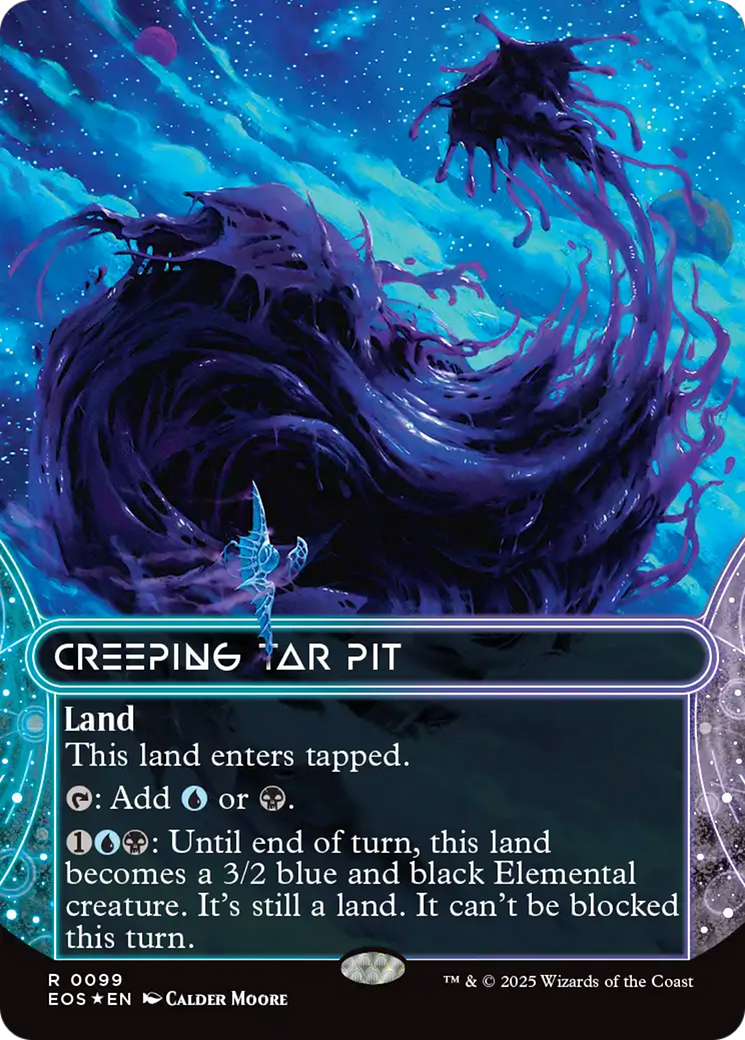 Creeping Tar Pit (0099) (Borderless) (Galaxy Foil) [Edge of Eternities: Stellar Sights] | Good Games North