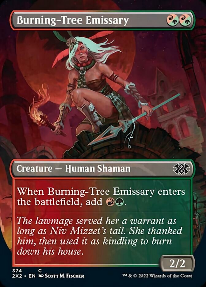 Burning-Tree Emissary (Borderless Alternate Art) [Double Masters 2022] | Good Games North