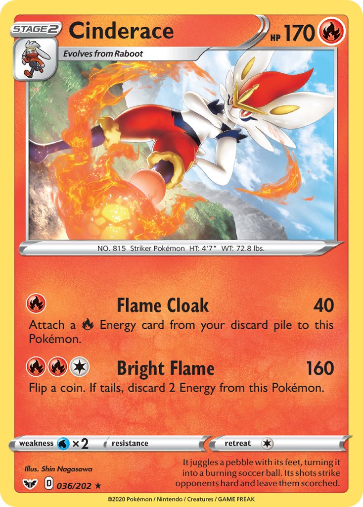 Cinderace (036/202) (Cracked Ice Holo) (Theme Deck Exclusives) [Sword & Shield: Base Set] | Good Games North