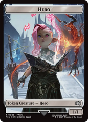 Bird // Hero (0029) Double-Sided Token (Surge Foil) [FINAL FANTASY Commander Tokens] | Good Games North