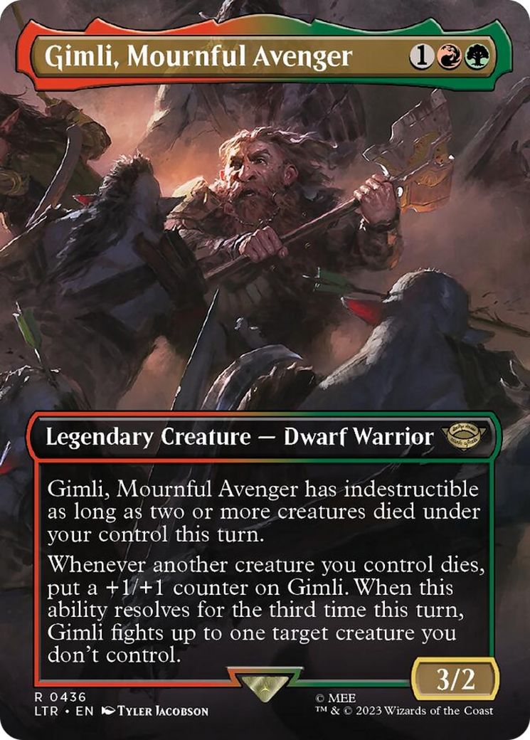 Gimli, Mournful Avenger (Borderless Alternate Art) [The Lord of the Rings: Tales of Middle-Earth] | Good Games North