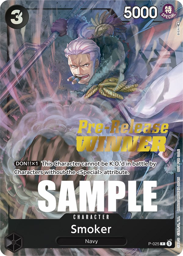 Smoker (Pre-Release) [Winner] [One Piece Promotion Cards] | Good Games North
