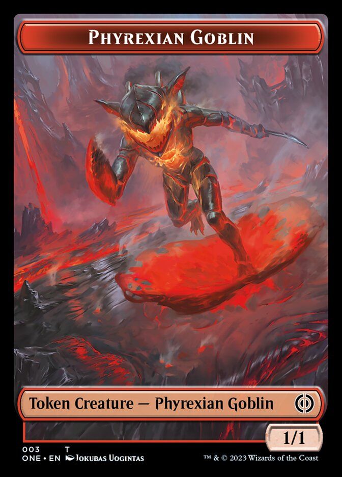Rebel // Phyrexian Goblin Double-Sided Token [Phyrexia: All Will Be One Tokens] | Good Games North