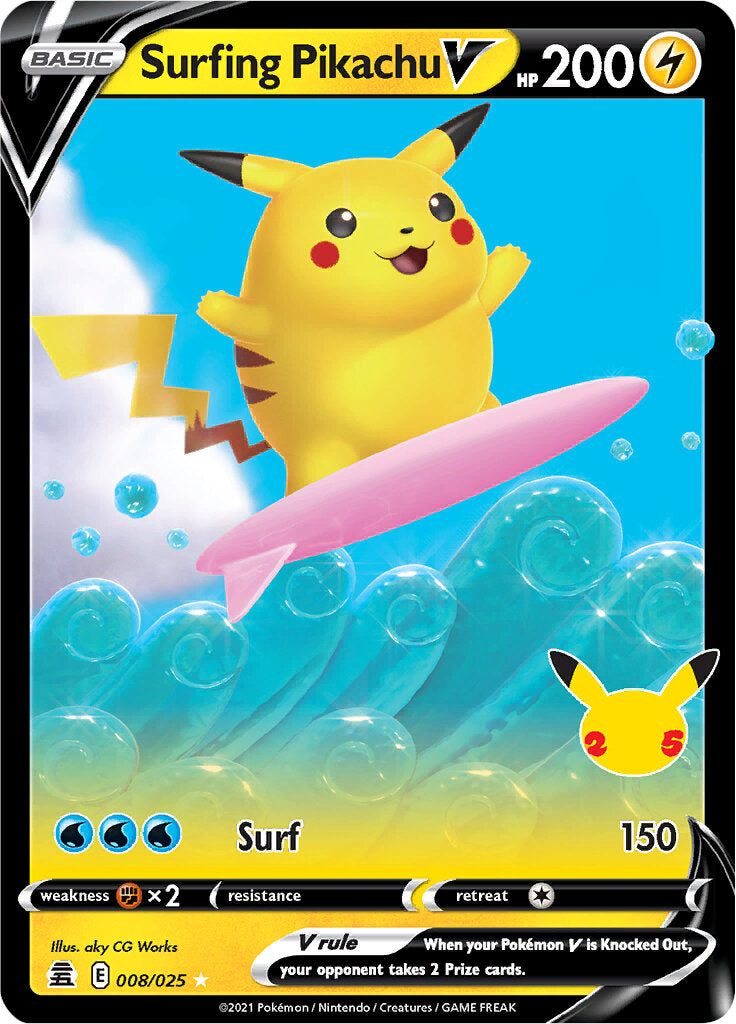 Surfing Pikachu V (008/025) [Celebrations: 25th Anniversary] | Good Games North