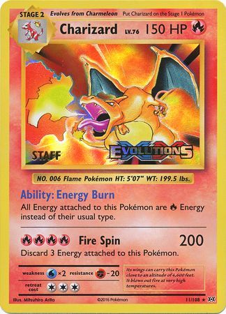 Charizard (11/108) (XY Evolutions Staff Prerelease) [XY: Black Star Promos] | Good Games North