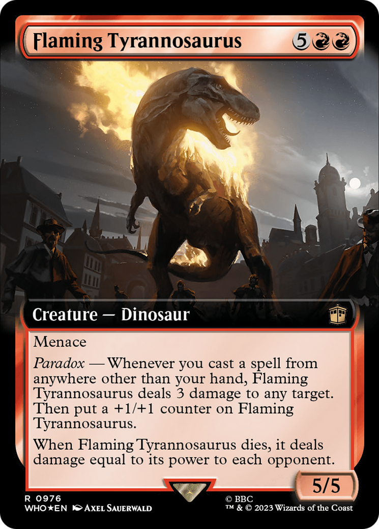 Flaming Tyrannosaurus (Extended Art) (Surge Foil) [Doctor Who] | Good Games North