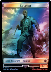 Soldier // Dinosaur Double-Sided Token (Surge Foil) [Doctor Who Tokens] | Good Games North
