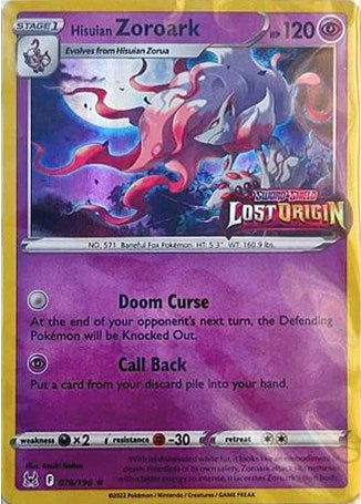 Hisuian Zoroark (076/196) (Lost Origin Stamp) [Sword & Shield: Lost Origin] | Good Games North