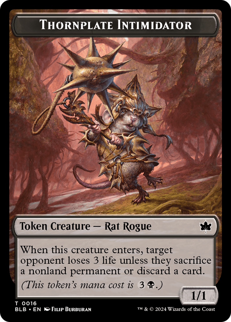 Otter // Thornplate Intimidator Double-Sided Token [Bloomburrow Tokens] | Good Games North