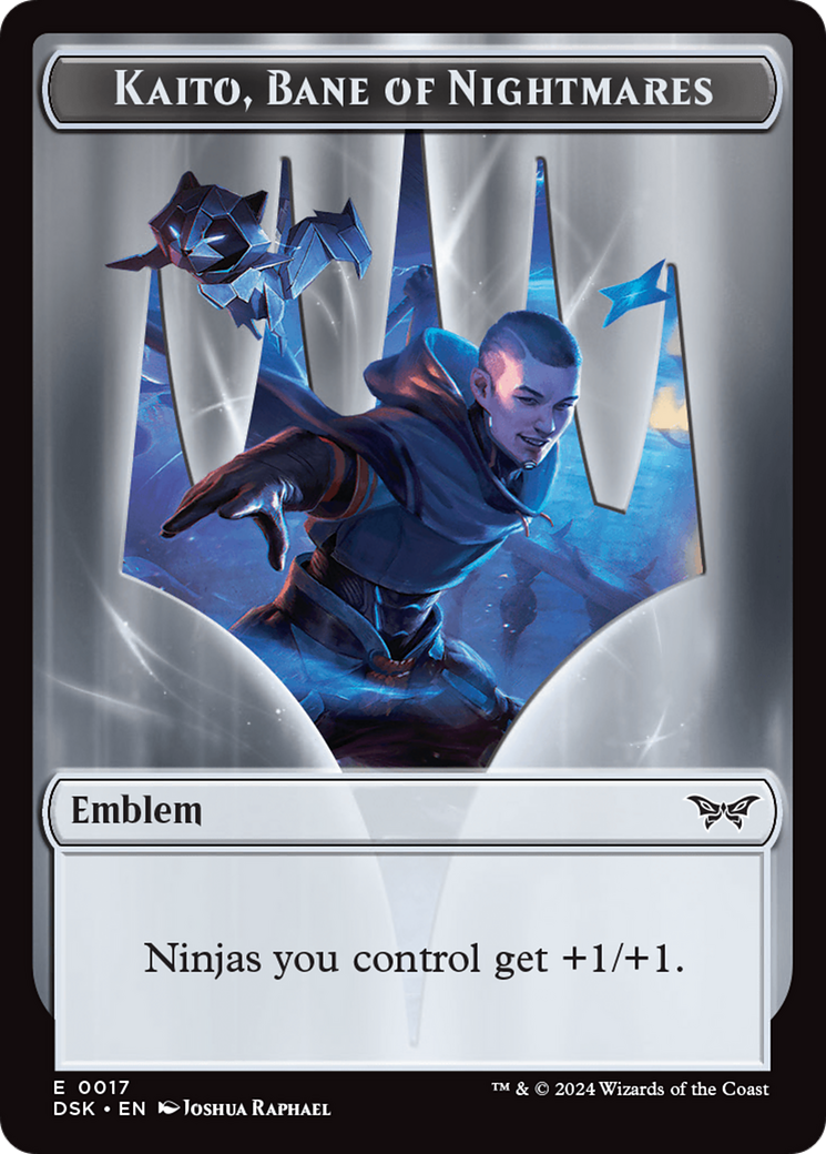 Emblem - Kaito, Bane of Nightmares // Gremlin Double-Sided Token [Duskmourn: House of Horror Tokens] | Good Games North