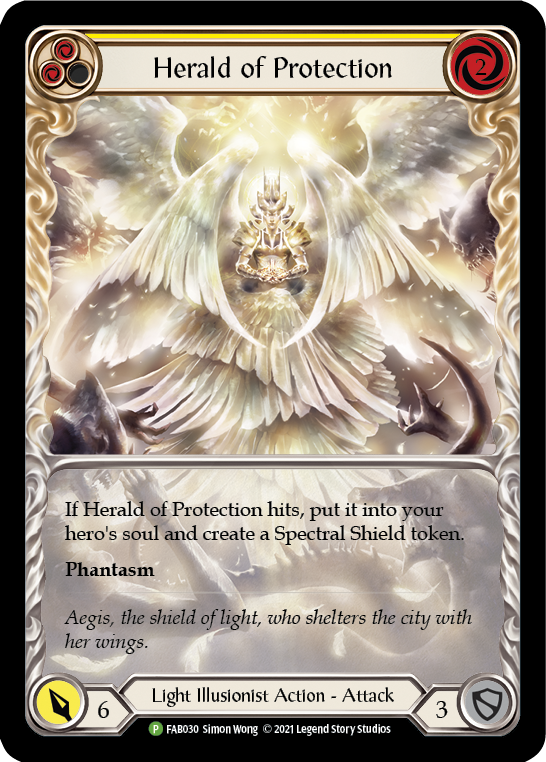 Herald of Protection (Yellow Extended Art) [FAB030] (Promo)  Rainbow Foil | Good Games North