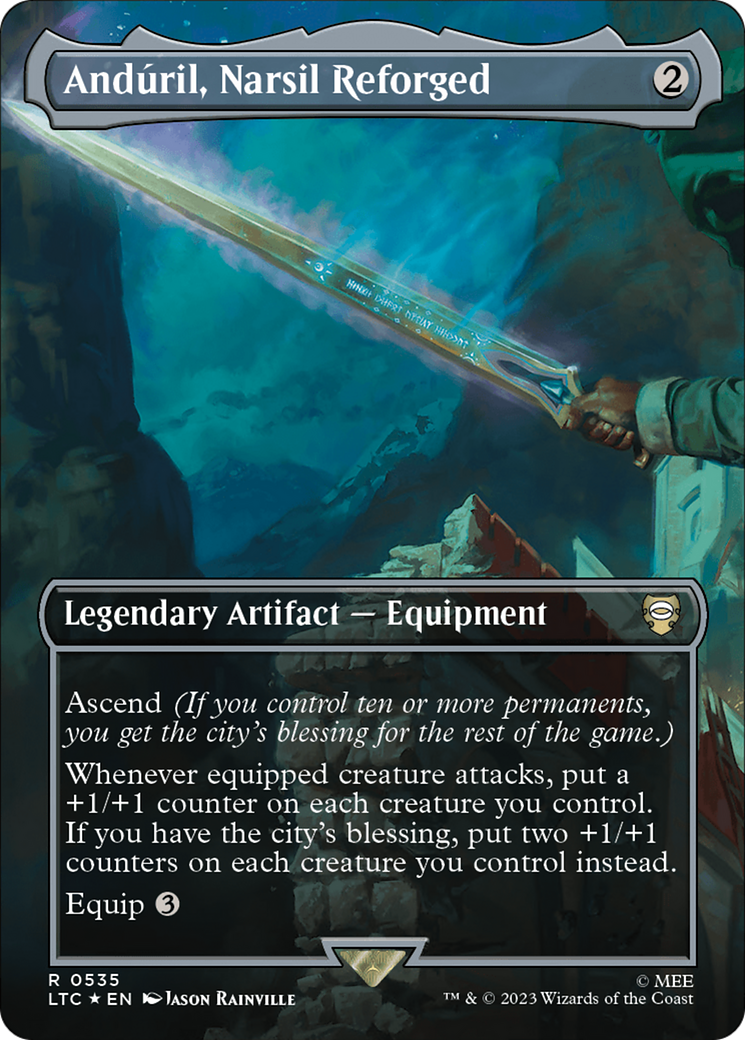 Anduril, Narsil Reforged (Borderless) (Surge Foil) [The Lord of the Rings: Tales of Middle-Earth Commander] | Good Games North