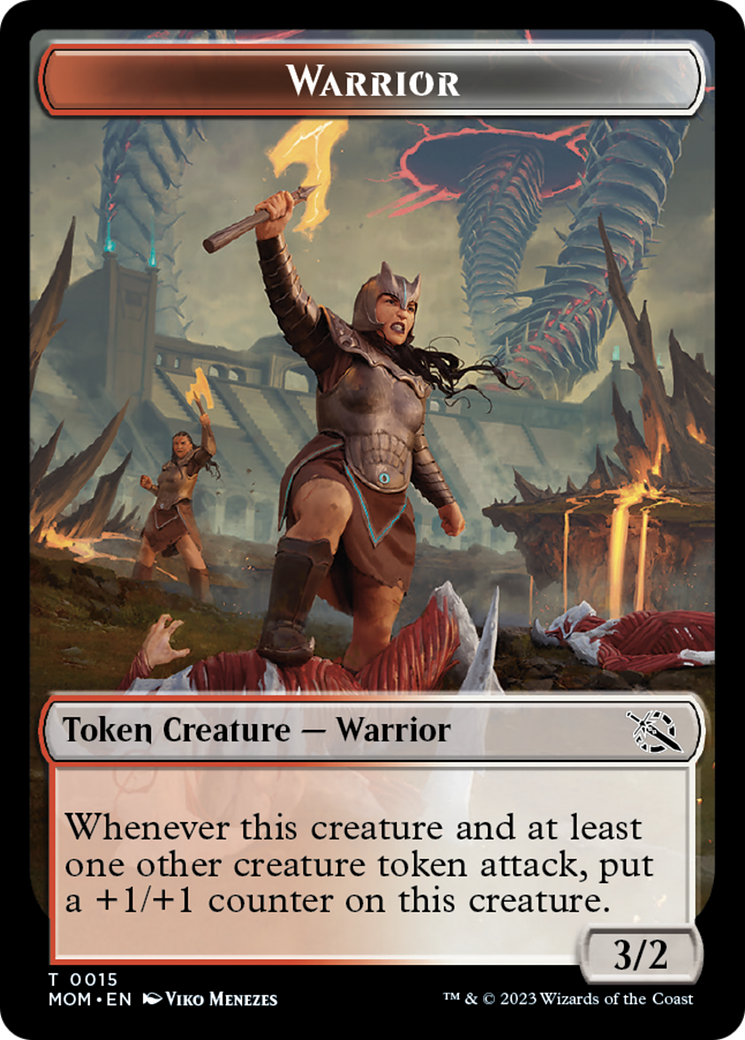 Warrior // Phyrexian Saproling Double-Sided Token [March of the Machine Tokens] | Good Games North