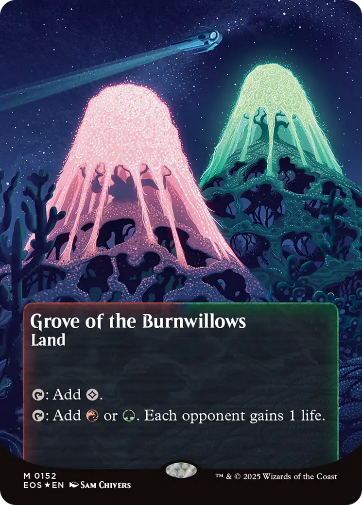 Grove of the Burnwillows (0152) (Borderless) (Galaxy Foil) [Edge of Eternities: Stellar Sights] | Good Games North