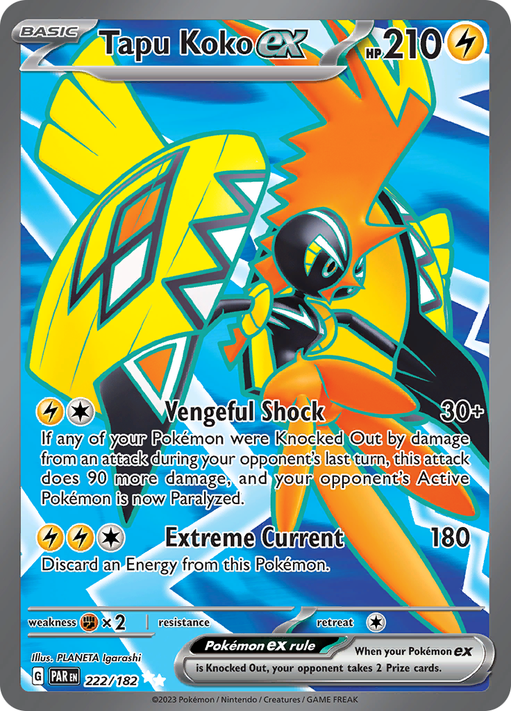 Tapu Koko ex (222/182) [Scarlet & Violet: Paradox Rift] | Good Games North