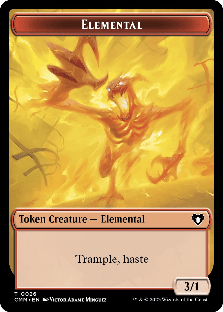 Elemental (0026) // Construct (0042) Double-Sided Token [Commander Masters Tokens] | Good Games North