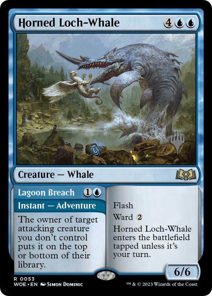 Horned Loch-Whale // Lagoon Breach (Promo Pack) [Wilds of Eldraine Promos] | Good Games North