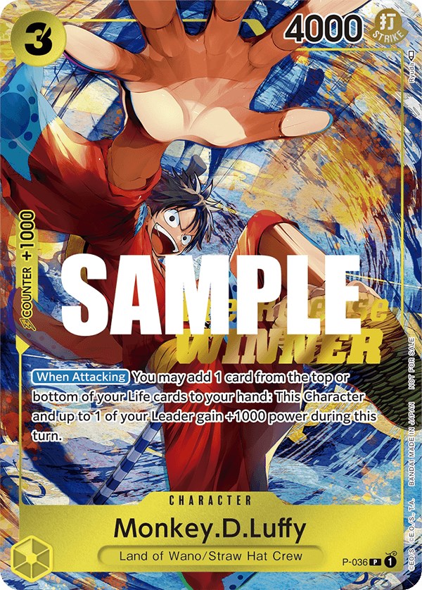 Monkey.D.Luffy (Pre-Release Tournament) [Winner] [One Piece Promotion Cards] | Good Games North