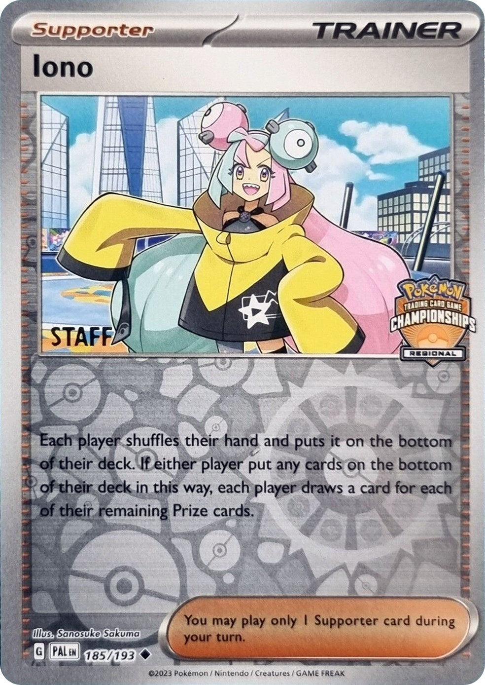 Iono (185/193) (Regional Championships Promo Staff) [League & Championship Cards] | Good Games North