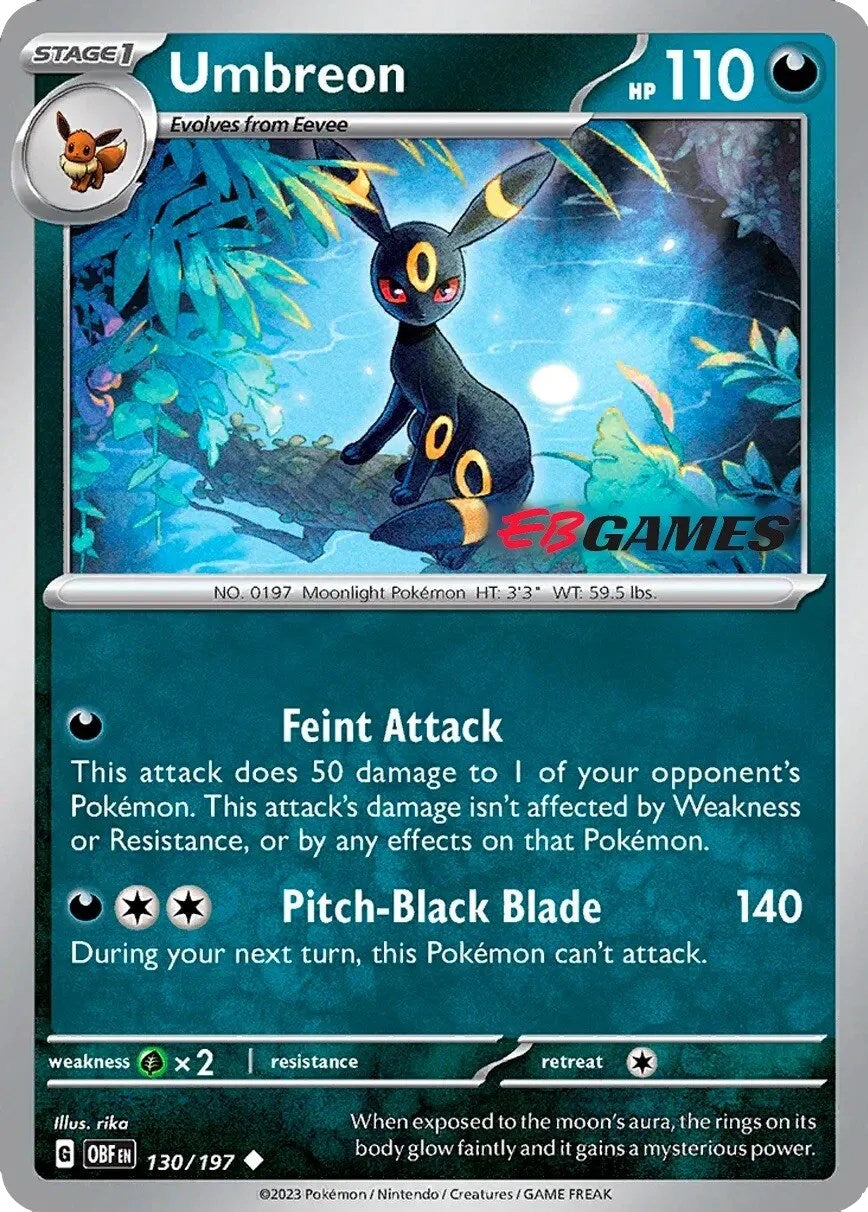 Umbreon (130/197) (EBGames Exclusive) [Scarlet & Violet: Obsidian Flames] | Good Games North