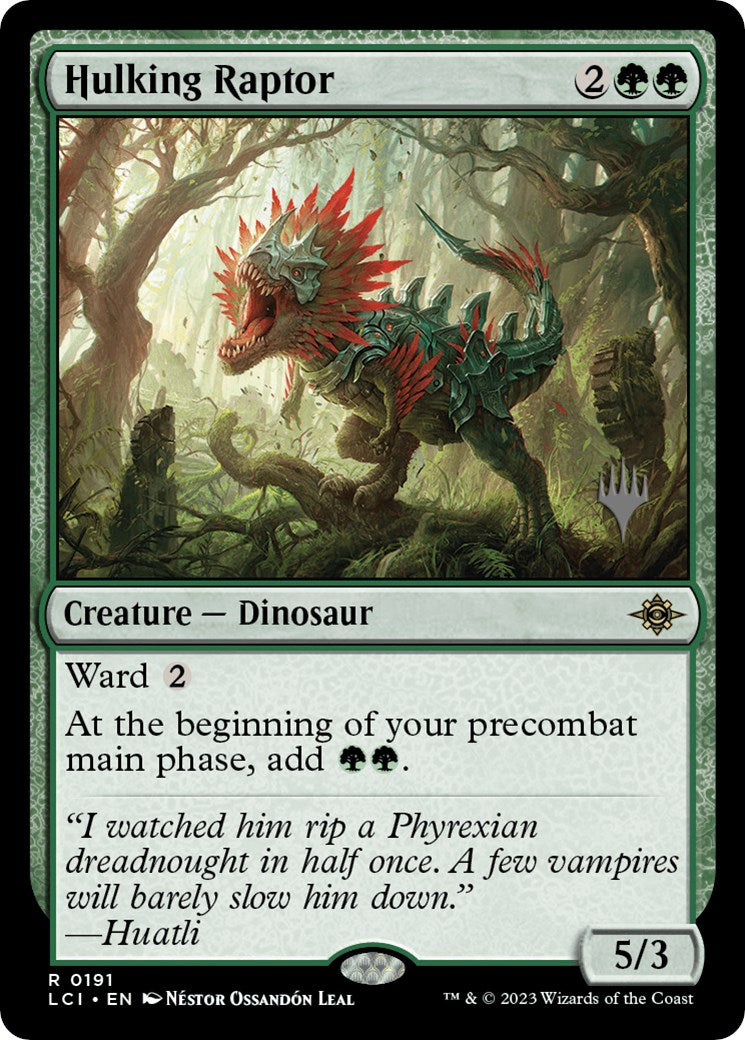 Hulking Raptor (Promo Pack) [The Lost Caverns of Ixalan Promos] | Good Games North