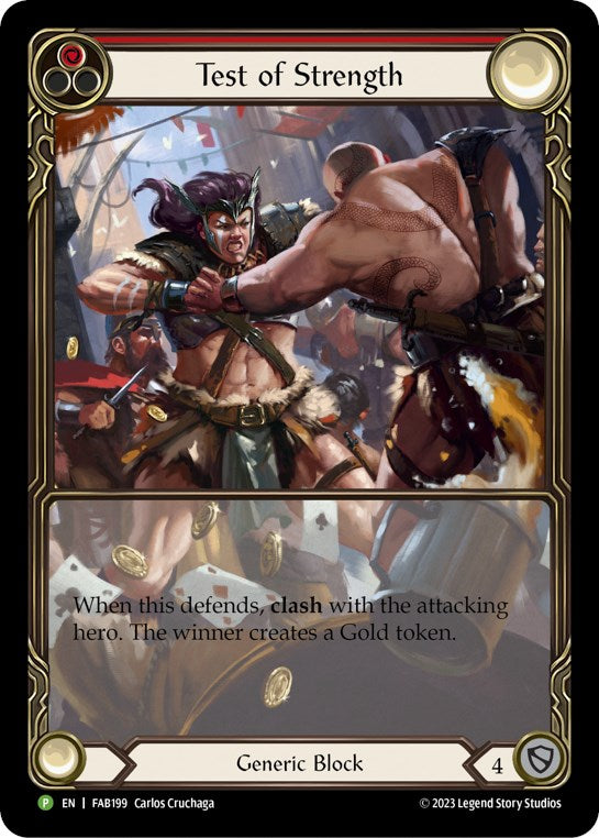 Test of Strength (Red) [FAB199] (Promo)  Rainbow Foil | Good Games North