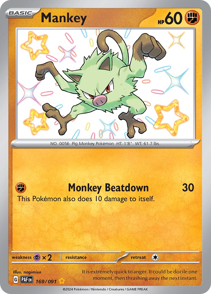 Mankey (169/091) [Scarlet & Violet: Paldean Fates] | Good Games North