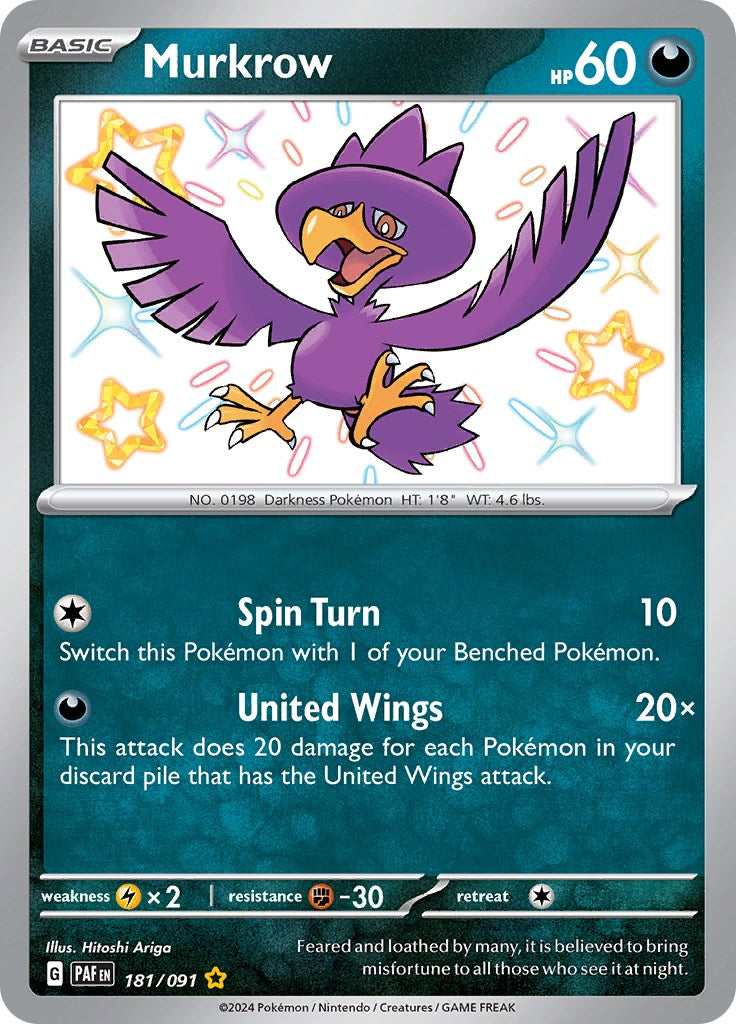 Murkrow (181/091) [Scarlet & Violet: Paldean Fates] | Good Games North