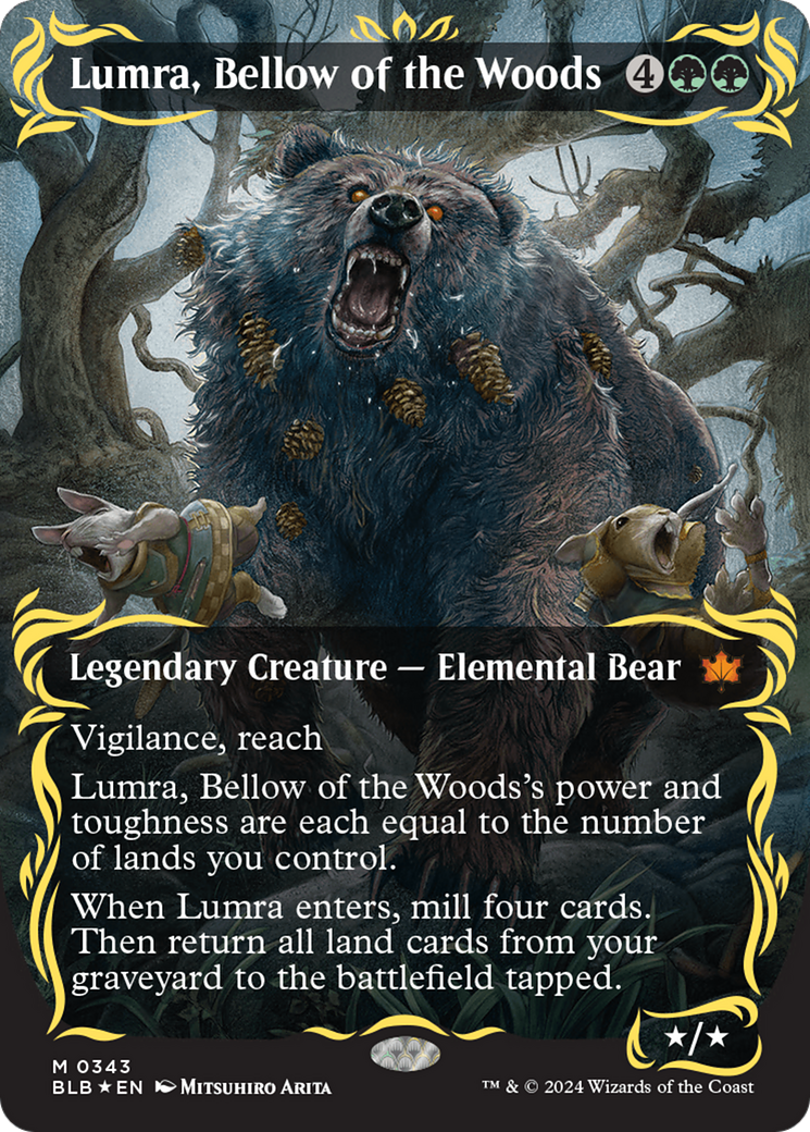 Lumra, Bellow of the Woods (Borderless) (Raised Foil) [Bloomburrow] | Good Games North