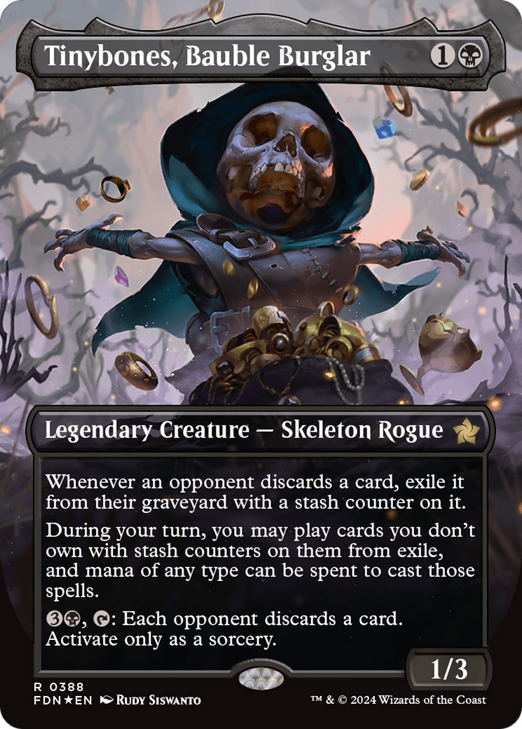Tinybones, Bauble Burglar (Borderless) (Mana Foil) [Foundations] | Good Games North