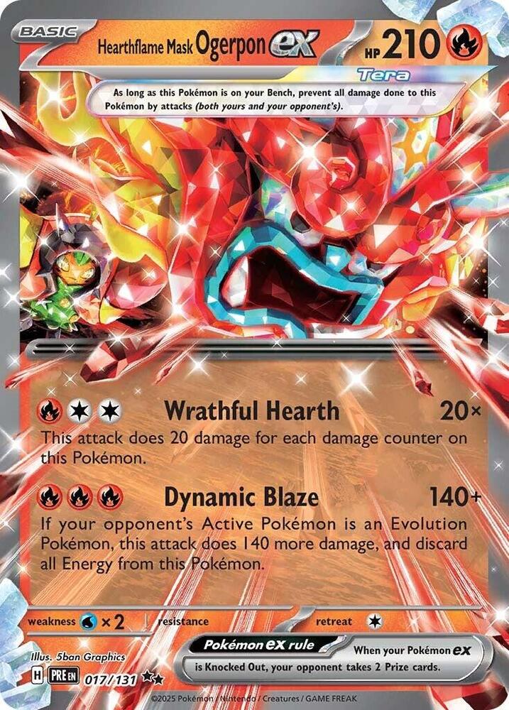 Hearthflame Mask Ogerpon ex (017/131) [Scarlet & Violet: Prismatic Evolutions] | Good Games North