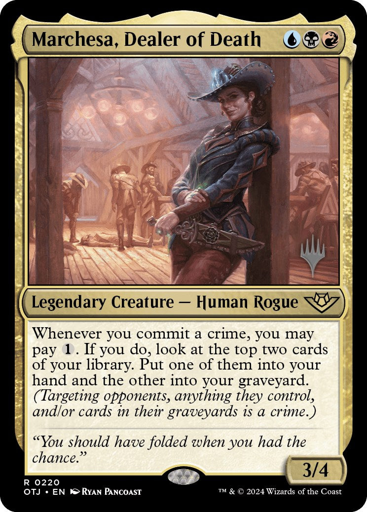 Marchesa, Dealer of Death (Promo Pack) [Outlaws of Thunder Junction Promos] | Good Games North
