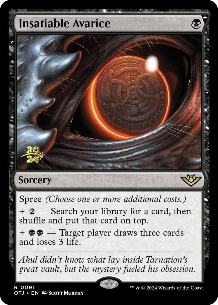 Insatiable Avarice [Outlaws of Thunder Junction Prerelease Promos] | Good Games North