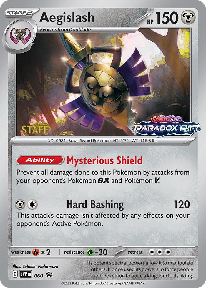 Aegislash (060) (Staff Prerelease Promo) [Scarlet & Violet: Black Star Promos] | Good Games North