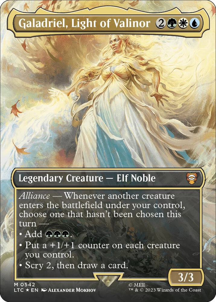 Galadriel, Light of Valinor 542/347 (Commander: The Lord of the Rings: Tales of Middle-earth)  - Borderless Surge Foil | Good Games North