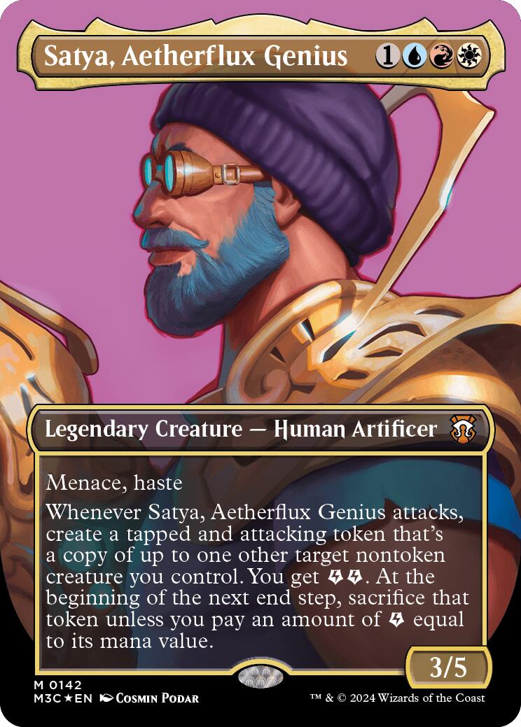 Satya, Aetherflux Genius (Borderless) (Ripple Foil) [Modern Horizons 3 Commander] | Good Games North