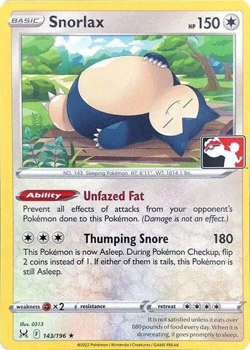 Snorlax (143/196) [Prize Pack Series Three] | Good Games North
