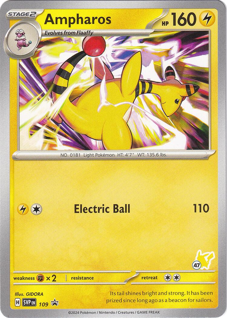 Ampharos (109) (Pikachu Stamp #47) [Battle Academy 2024] | Good Games North