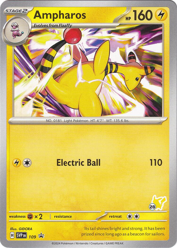 Ampharos (109) (Pikachu Stamp #28) [Battle Academy 2024] | Good Games North