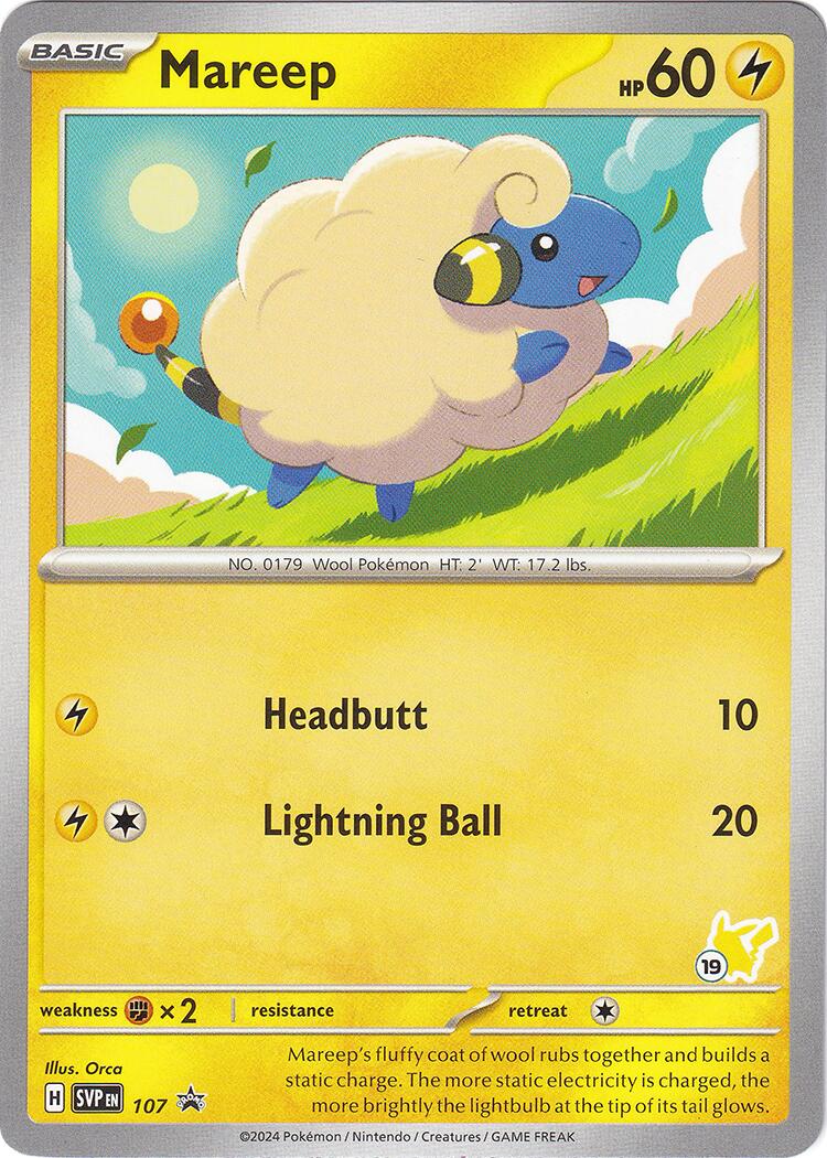 Mareep (107) (Pikachu Stamp #19) [Battle Academy 2024] | Good Games North