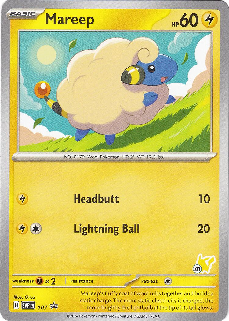 Mareep (107) (Pikachu Stamp #41) [Battle Academy 2024] | Good Games North