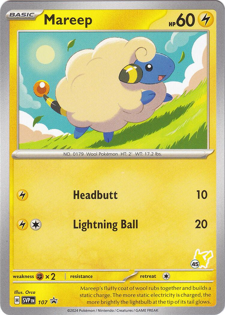 Mareep (107) (Pikachu Stamp #45) [Battle Academy 2024] | Good Games North