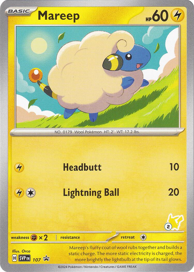 Mareep (107) (Pikachu Stamp #2) [Battle Academy 2024] | Good Games North