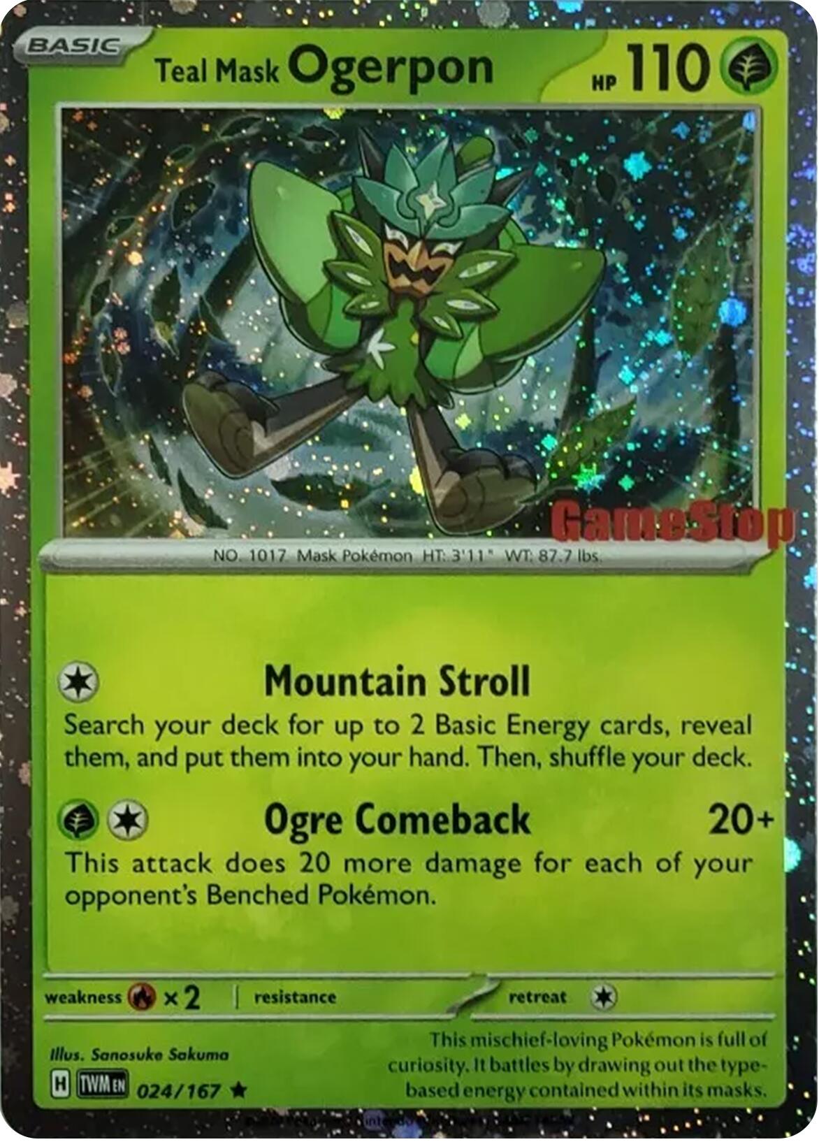 Teal Mask Ogerpon (024/167) (Cosmos Holo) (GameStop Exclusive) [Scarlet & Violet: Twilight Masquerade] | Good Games North