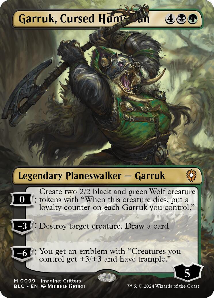 Garruk, Cursed Huntsman (Borderless) [Bloomburrow Commander] | Good Games North