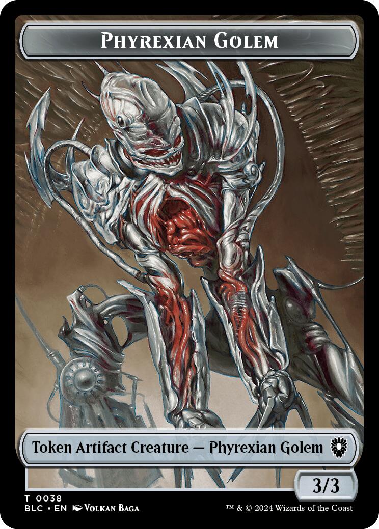 Phyrexian Golem // Faerie Double-Sided Token [Bloomburrow Commander Tokens] | Good Games North