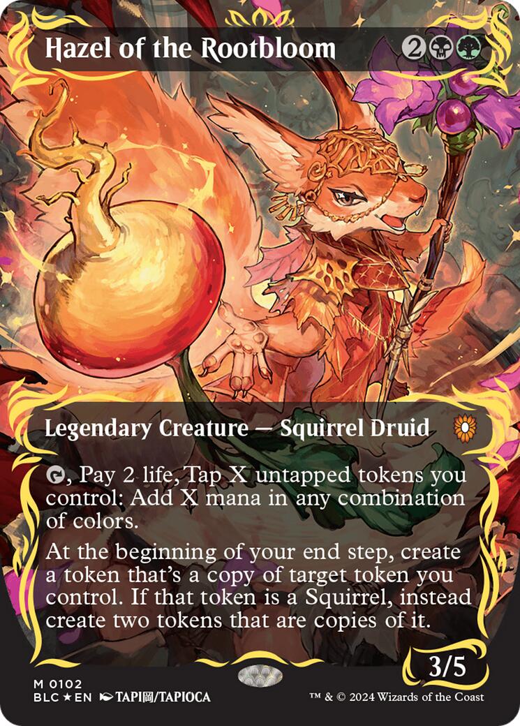 Hazel of the Rootbloom (Borderless) (Raised Foil) [Bloomburrow Commander] | Good Games North