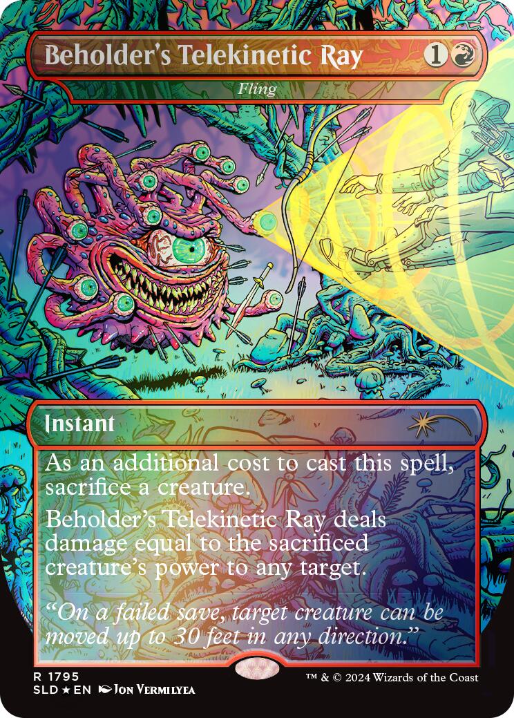 Beholder's Telekinetic Ray - Fling (Rainbow Foil) [Secret Lair Drop Series] | Good Games North