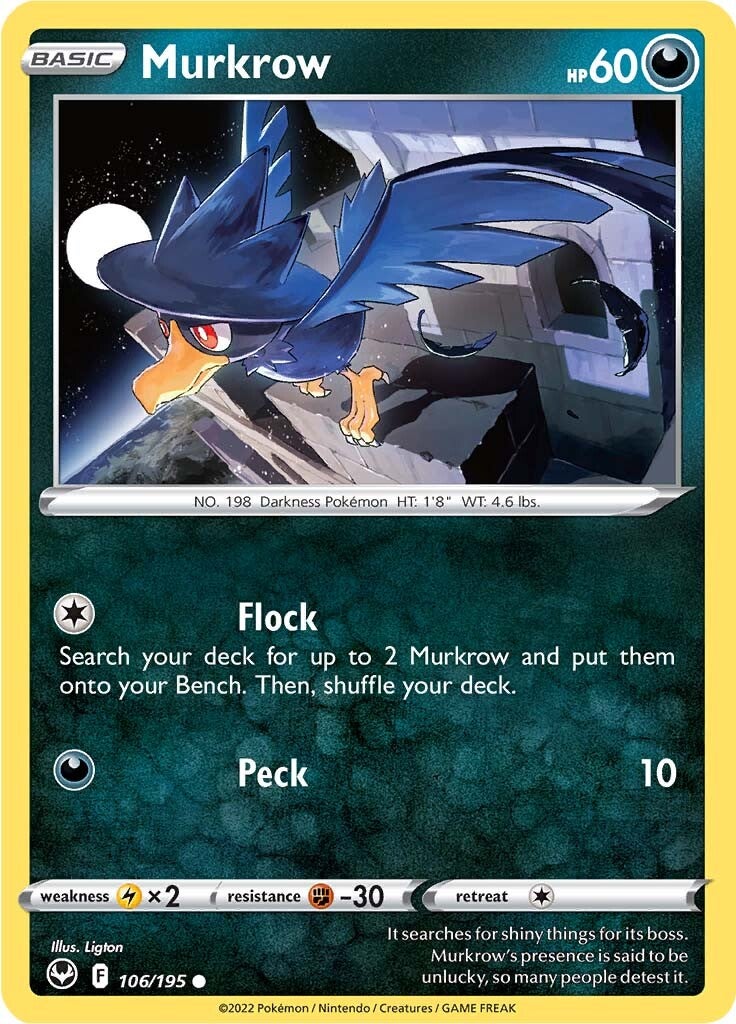 Murkrow (106/195) [Sword & Shield: Silver Tempest] | Good Games North