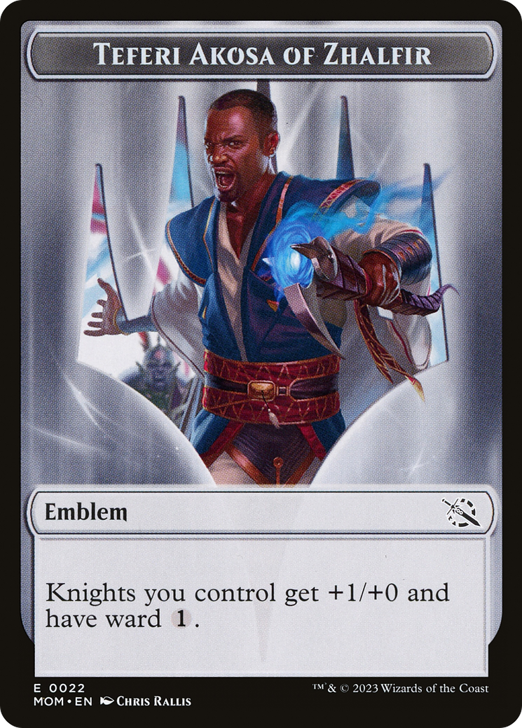 Treasure (20) // Teferi Akosa of Zhalfir Emblem Double-Sided Token [March of the Machine Tokens] | Good Games North